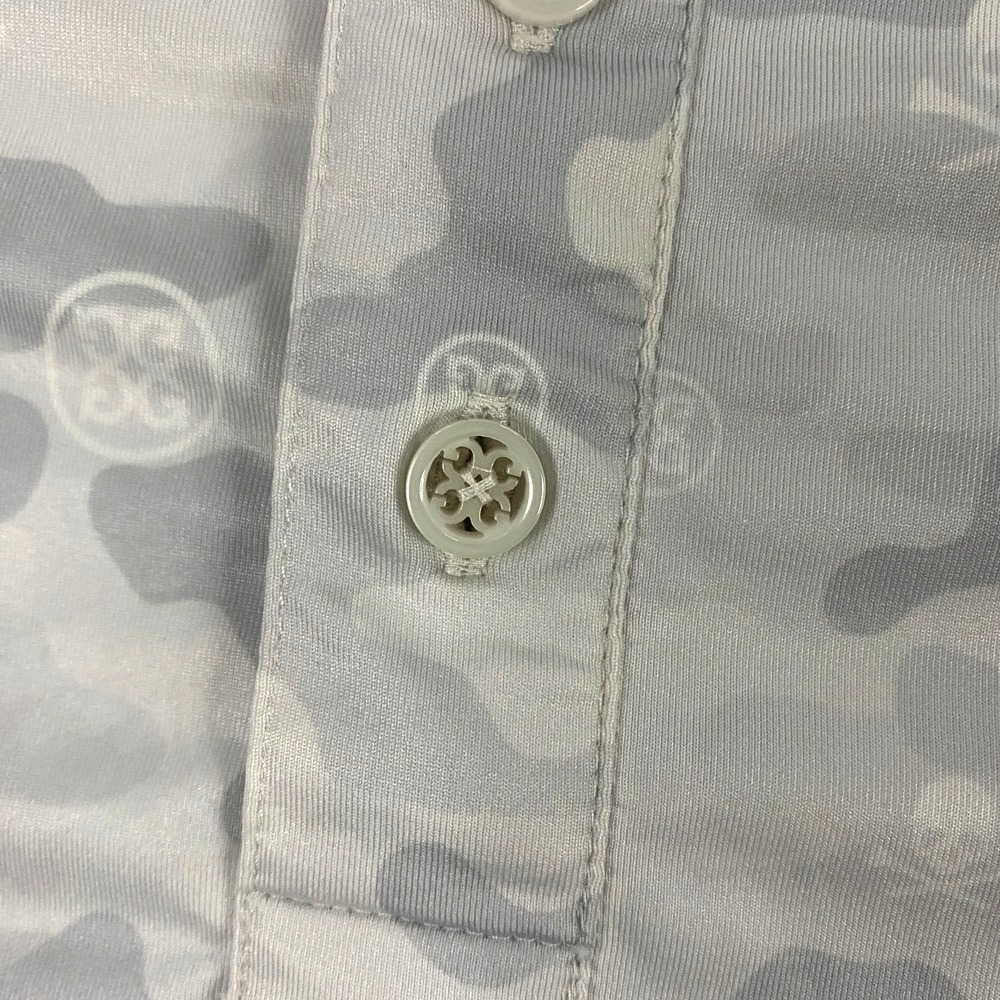 GFORE Polo Shirt Men Large Stretch Performance Golf Short Sleeve Camo Skull Gray - Picture 8 of 9